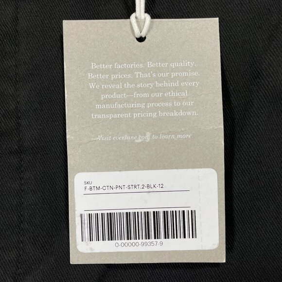 Everlane The Organic Straight Leg Pant Womens 12 Black - Picture 14 of 14